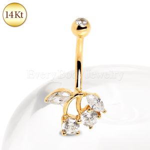 Product 14Kt Yellow Gold Navel Ring with Cherry 