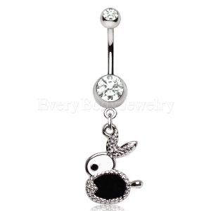 Product 316L Stainless Steel Jeweled Bunny Dangle Navel Ring