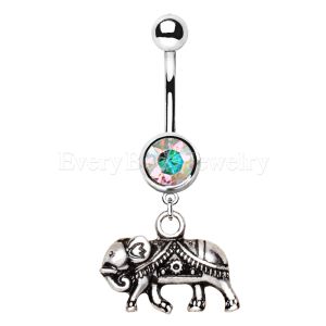 Product 316L Stainless Steel Indian Elephant Dangle Navel Ring