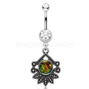 Product 316L Stainless Steel Tropical Flower Dangle Navel Ring