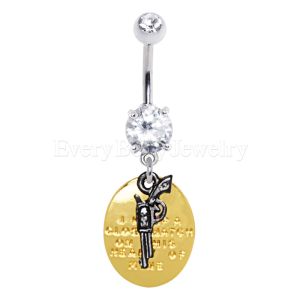Product 316L Stainless Steel Johnny Cash Dangle Navel Ring