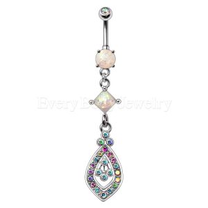 Product 316L Stainless Steel Aurora Teardrop Dangle Navel Ring