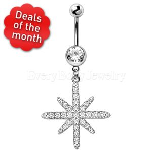 Product 316L Stainless Steel Glittering North Star Dangle Navel Ring
