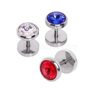Product 316L Surgical Steel Faceted CZ Fake Plug 
