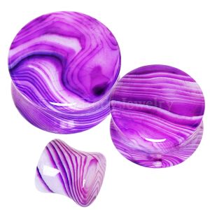 Product Natural Purple Stripe Agate Saddle Stone Plug