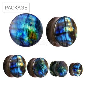 Product 42pc Package of AAA Grade Natural Labradorite Stone Saddle Plug in Assorted Sizes