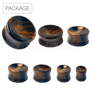 Product 54pc Package of Natural Concave Blue Tiger Eye Stone Saddle Plug in Assorted Sizes