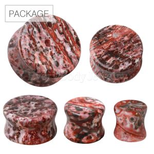 Product 48pc Package of Natural Leopard Jasper Stone Saddle Plug in Assorted Sizes