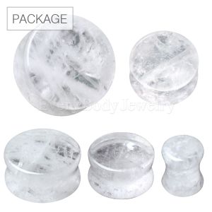 Product 54pc Package of Natural Clear Quartz Saddle Plug in Assorted Sizes