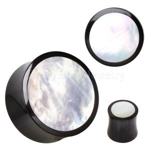 Product Organic Buffalo Horn Saddle Ear Plug With Mother of Pearl Inlay