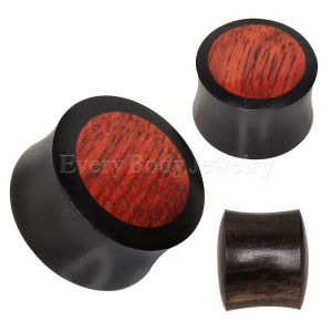 Product Areng Wood Saddle Ear Plug with Blood Wood Inlay