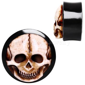 Product Organic Horn Saddle Plug with Bone Skull Inlay