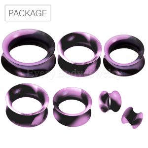 Product 54pc Package of Ultra Thin Silicone Earskin Marble Plug in Assorted Sizes - Black / Purple
