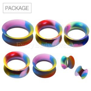 Product 54pc Package of Ultra Thin Silicone Earskin Marble Plug in Assorted Sizes - Rainbow