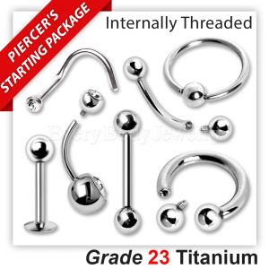 Product 190pc Piercer's Starter Jewelry Package - Internally Threaded Titanium