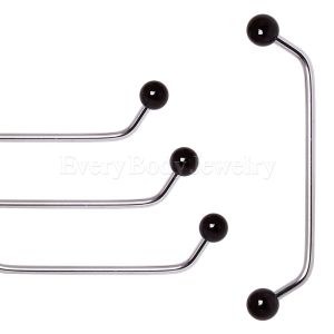 Product 316L Surgical Steel 45 Degree Surface Barbell with Black PVD Plated Balls