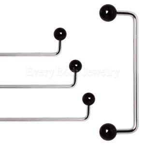 Product 316L Surgical Steel 90 Degree Surface Barbell with Black PVD Plated Balls