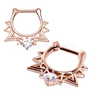 Product Rose Gold Plated 316L Stainless Steel Made For Royalty Retro Triangle Septum Clicker