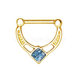 Product Gold Plated Blue Epoxy Rhombus Septum Clicker