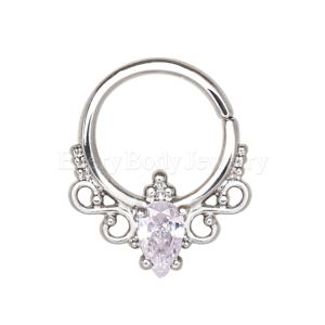 Product 316L Stainless Steel Made for Royalty Annealed Ornate Seamless Ring / Septum Ring