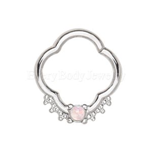 Product 316L Stainless Steel Jeweled Quatrefoil Captive Bead Ring / Septum Ring