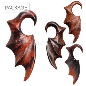 Product 30pair Package of Sono Wood Bat Wing Ornamental Hanging Taper in Assorted Sizes