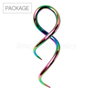 Product 30pc Package of Rainbow PVD Plated Twisted Taper with Uneven Ends in Assorted Sizes