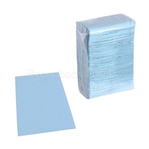 Product  Package of Disposable Blue Dental Bibs