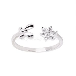 Product .925 Sterling Silver Flower & Butterfly Toe Ring