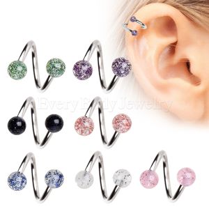 Product 316L Surgical Steel Twist with Metallic Glitter Ball