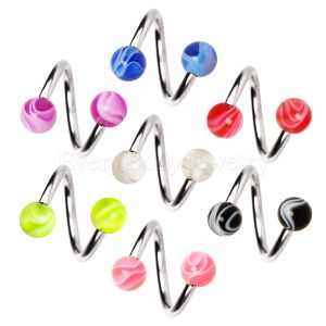 Product 316L Surgical Steel Twist with Acrylic Marble Balls