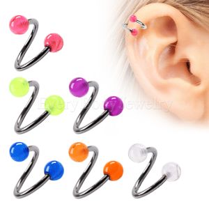 Product 316L Surgical Steel Twist with Glow in the Dark Balls